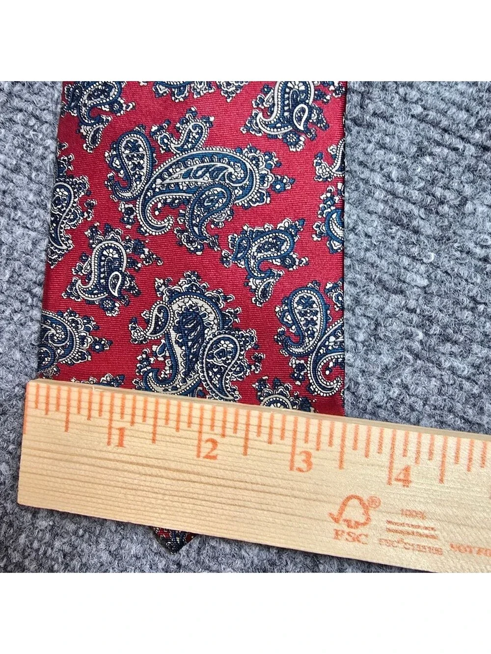 Christian Dior Silk Tie Mens Red Blue Paisley Made in Italy Designer Necktie